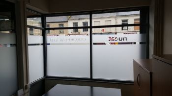 4. Etched effect privacy vinyl cut to clients specifications Gateshead high Street