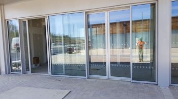3. Privacy etched effect plotted vinyl to doors and manifestations New cinema , kfc and units - Dalton park