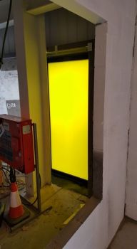 Yellow vinyl to match existing glazing New fire station - Hartlepool