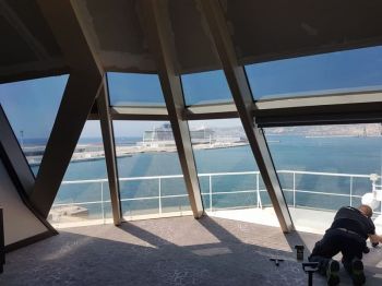 2. Marine works Anti Heat/Glare film to cruise liner Marseilles docks in France