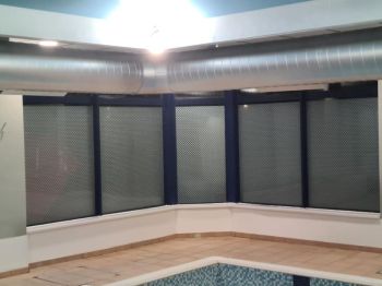4. Decorative privacy shells effect to all lower panes to the pool area at the Mercure Hotel in Nottinghamshire