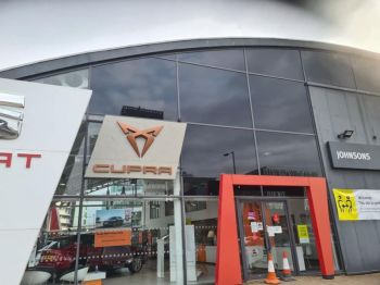 3. Nr05 external grade charcoal installed to significantly reduce glare for staff SEAT car showroom at Pall Mall in Liverpool