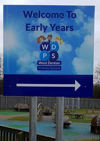 1. West Denton Primary school signage supplied and installed